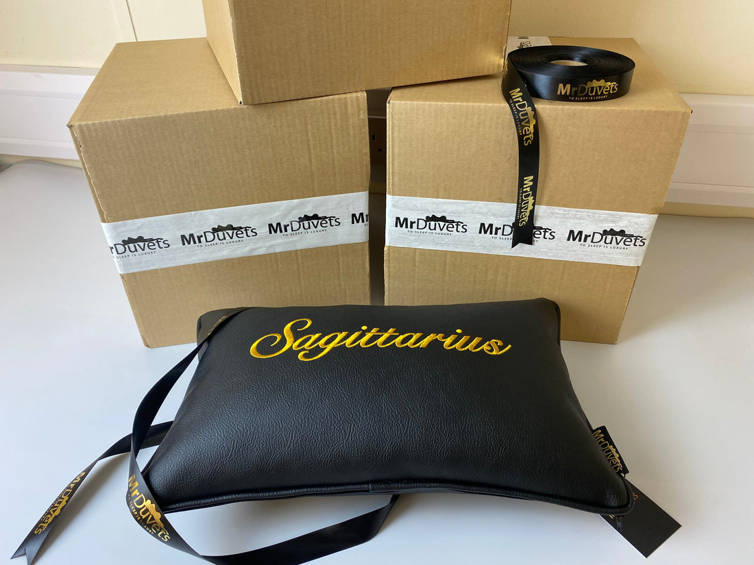 Sagittarius faux leather cushion