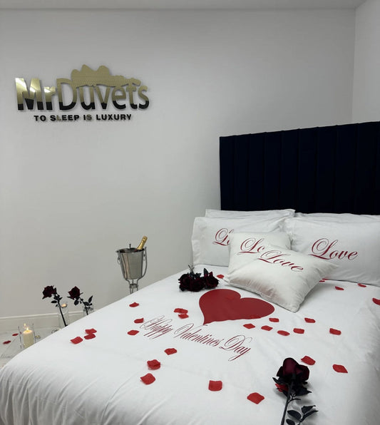 Happy valentines day white luxury bedding set 