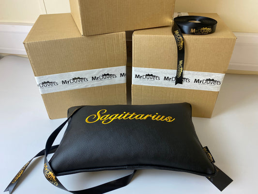 Sagittarius faux leather cushion 