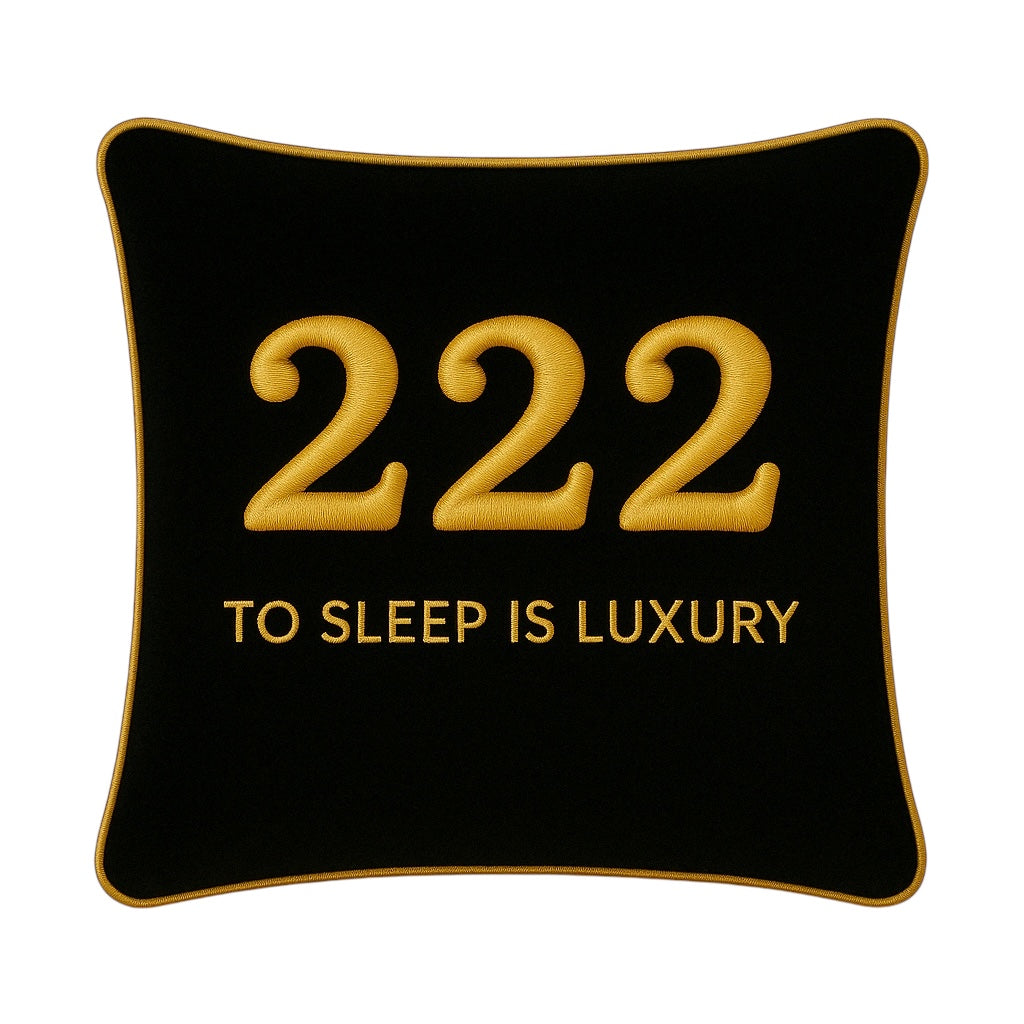 222 Angel Number Velvet Cushion With Gold Pipping