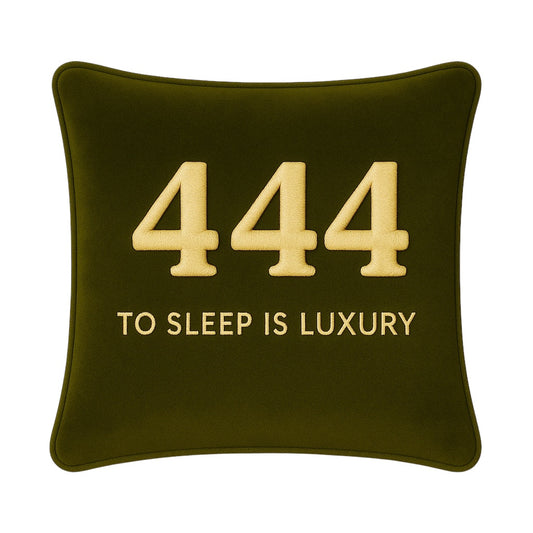 444 Angel Number Olive Green Velvet Cushion