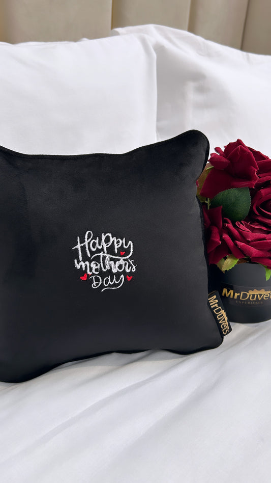 Happy Mothers Day Black Velvet Mini Cushion