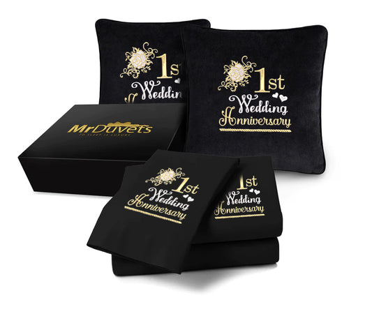 1 Year Wedding Anniversary Custom Luxury Bedding Set