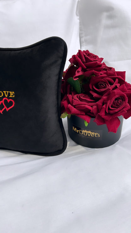 Love Heart Black Velvet Mini Cushion