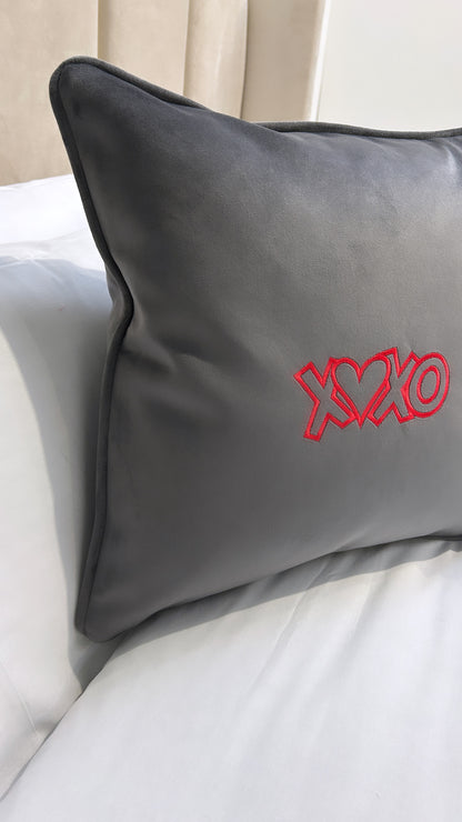XOXO Grey Velvet Cushion