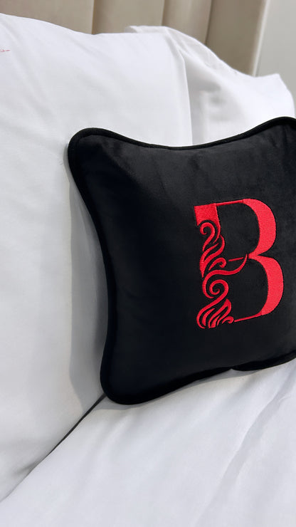 B Sign Black Velvet Mini Cushion