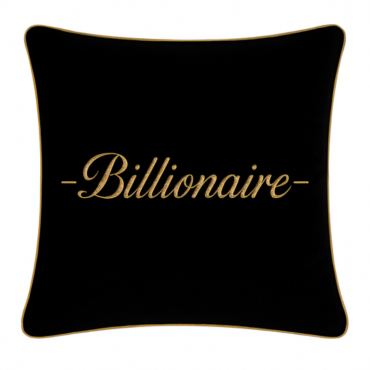 Billionaire Black Velvet Cushion With Gold Pipping