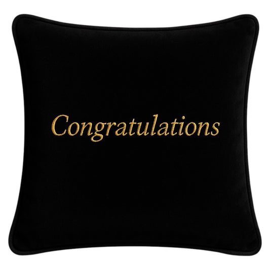 Congratulations Black Velvet Cushion