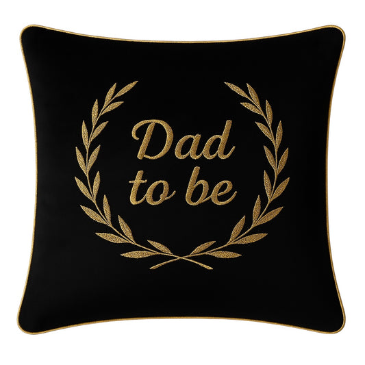 Dad To Be Cushion Black Velvet With Gold Pipping