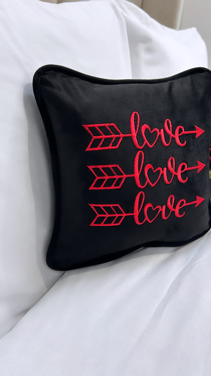 Love Love Love Black Velvet Mini Cushion