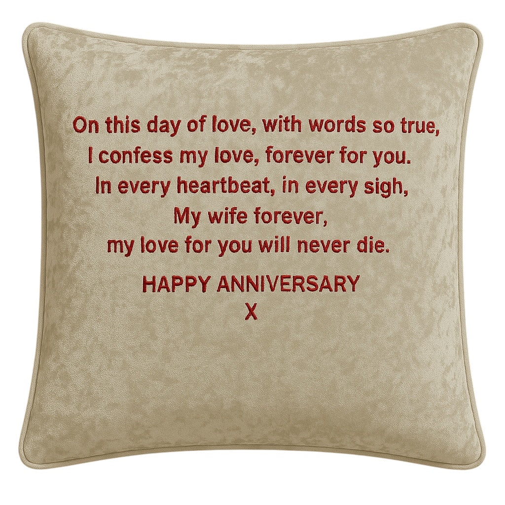 Happy Anniversary Custom Message Champagne Velvet Cushion