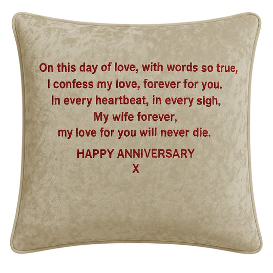 Happy Anniversary Custom Message Champagne Velvet Cushion