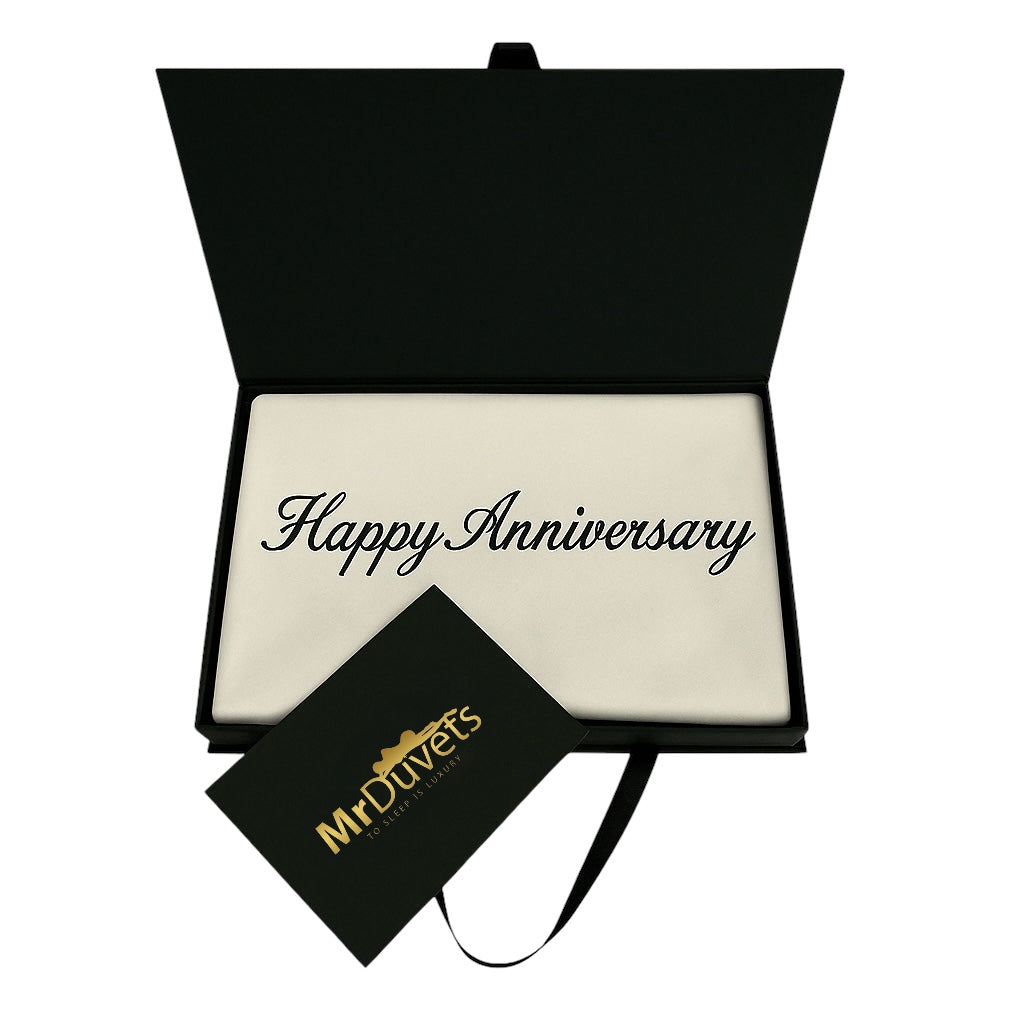 Happy Anniversary Personalised Pillowcase Gift Set Luxury Custom Pillowcases for Couples & Milestones