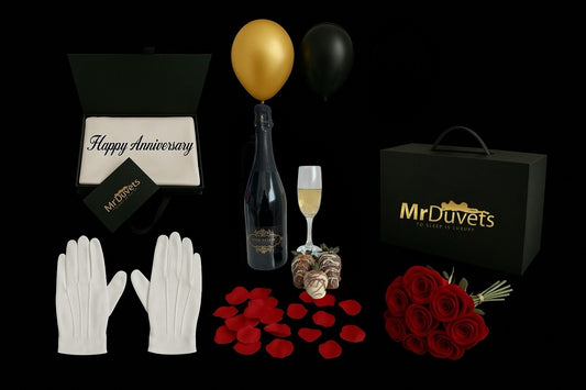 Happy Anniversary Pillowcases & Chocolate Wine Experience Box