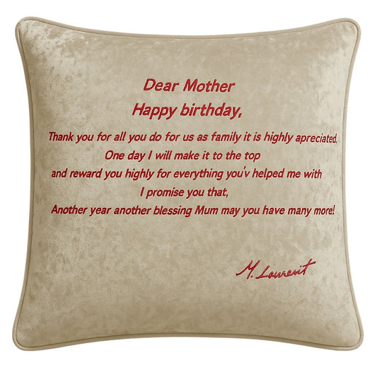 Happy Birthday Custom Message Champagne Velvet Cushion