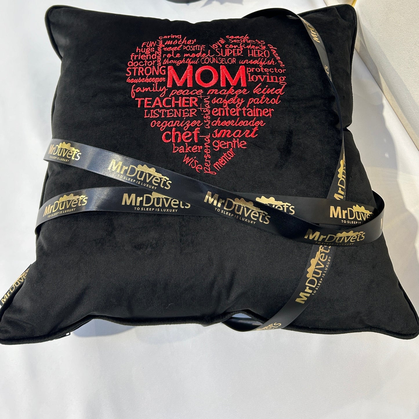 Mom Heart Shape Velvet Cushion 