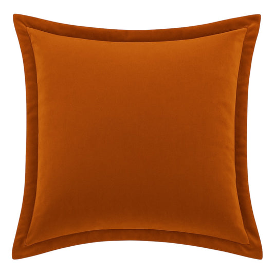 Burnt Orange Oxford Velvet Cushion Classic Luxury with Contrast Panel Detailing
