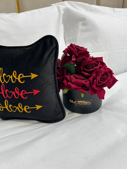 Love Love Love Black Velvet Mini Cushion