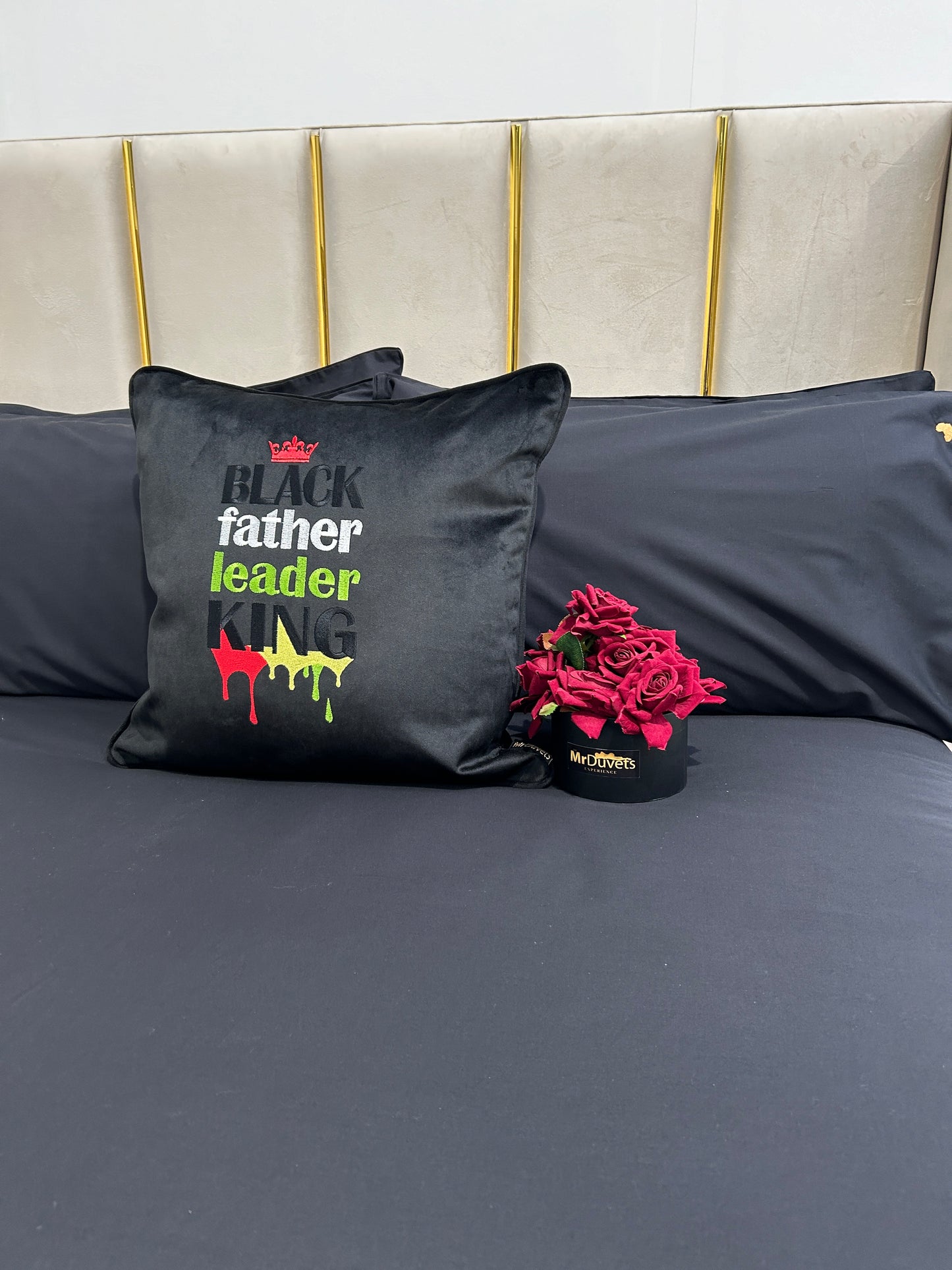 Black Father Leader King Black Velvet Cushion