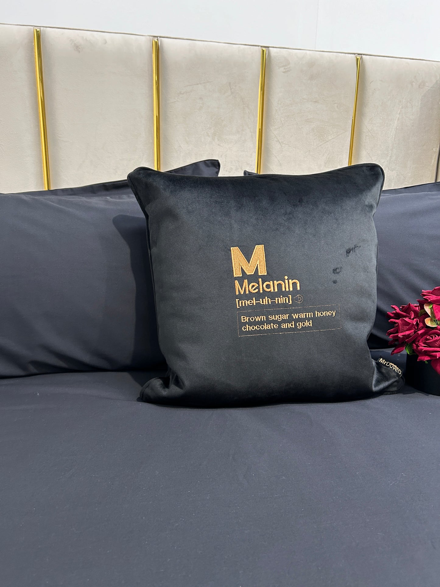 Melanin Black Velvet Cushion