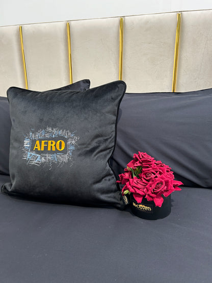 Fuzzy Afro Black Velvet Cushion
