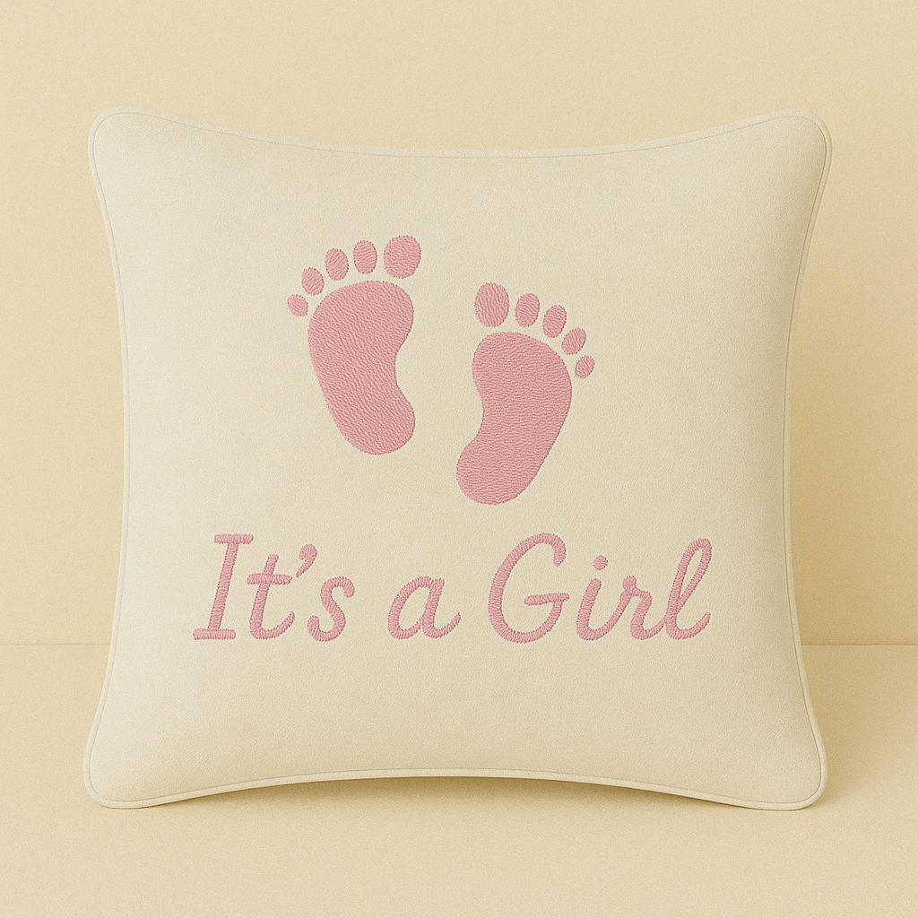 Its A Girl Baby Feet Cream Luxury Mini Velvet Cushion Gift Box Image