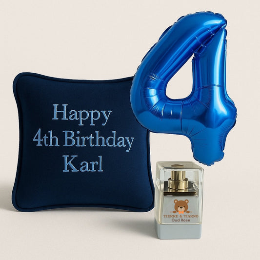 Kids Happy Birthday Navy Blue Cushion Box
