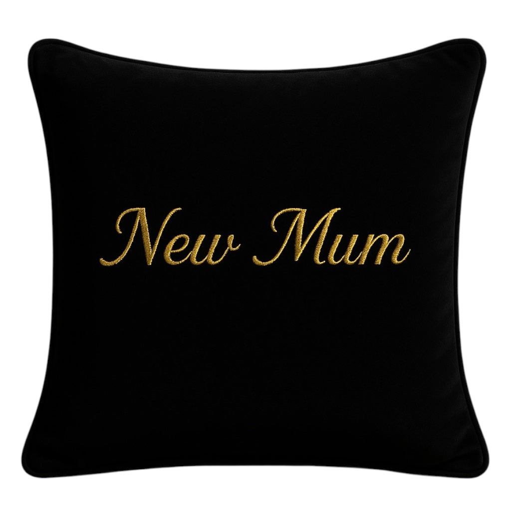 New Mum Cushion Black Velvet 
