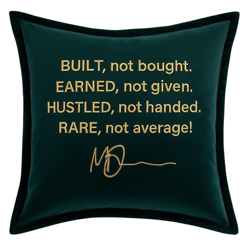 Rare Not Average Embroidered Velvet Cushion Signature Gold 