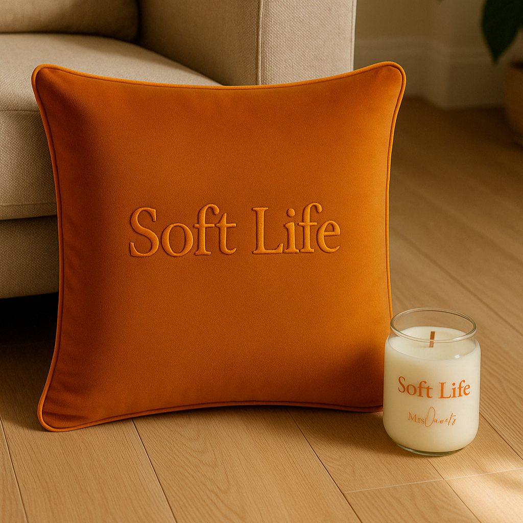 Soft Life Cushion on the floor with candle 