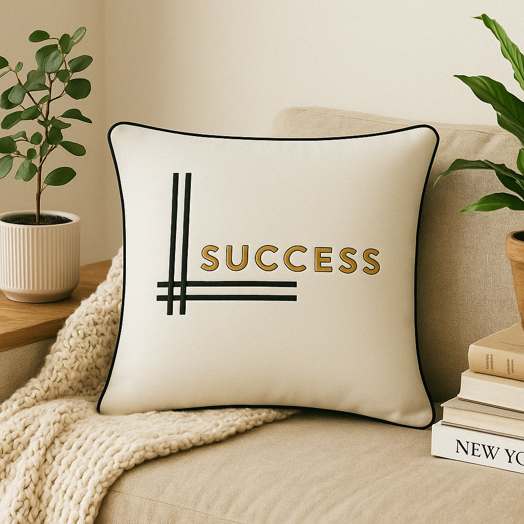 Success White Velvet Cushion lifestyle image