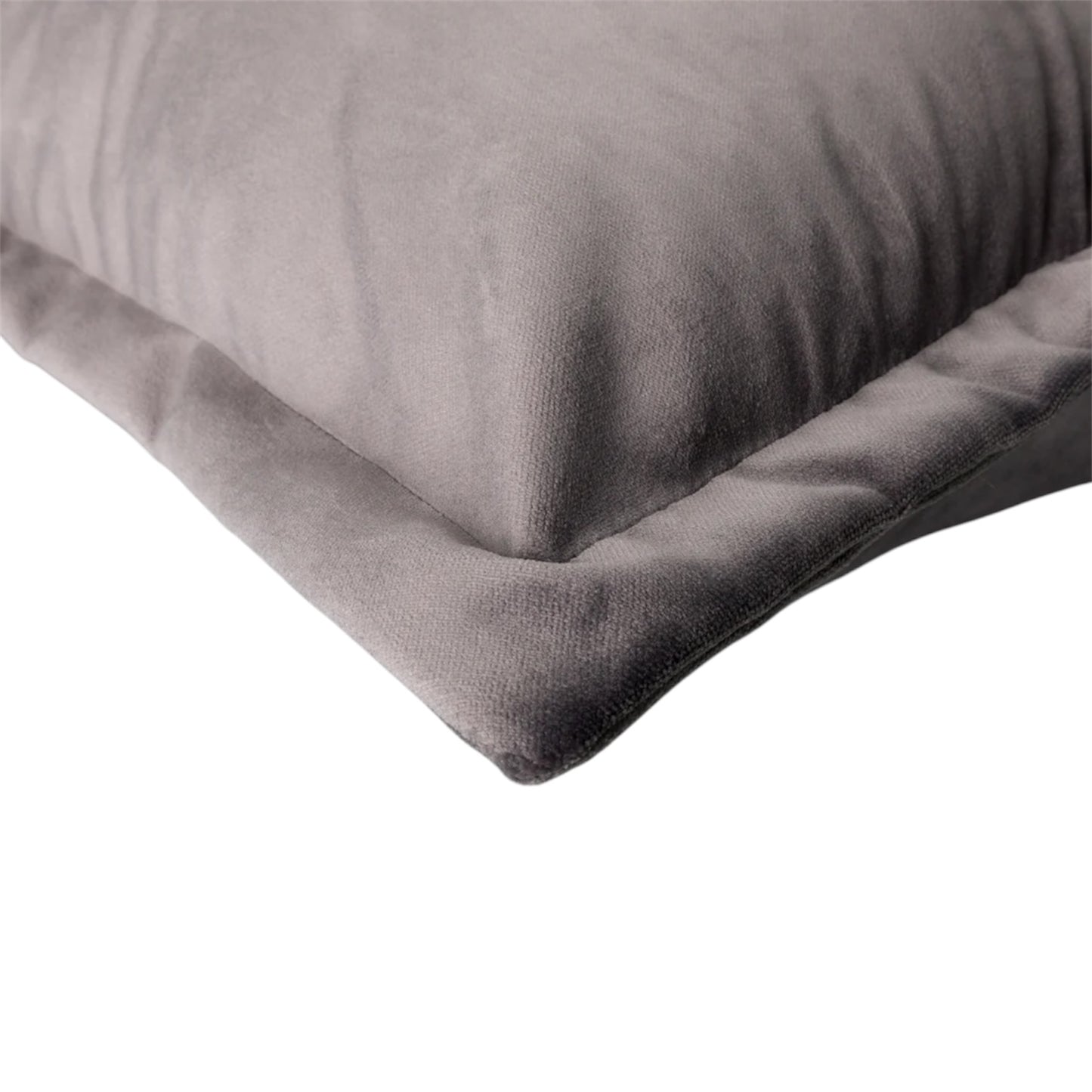 Warm Grey Oxford Velvet Cushion Classic Luxury with Contrast Panel Detailing 2nd image