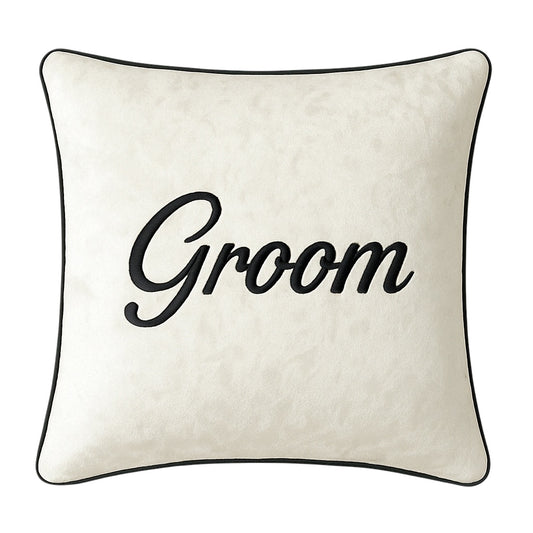 White Groom Velvet Cushion 