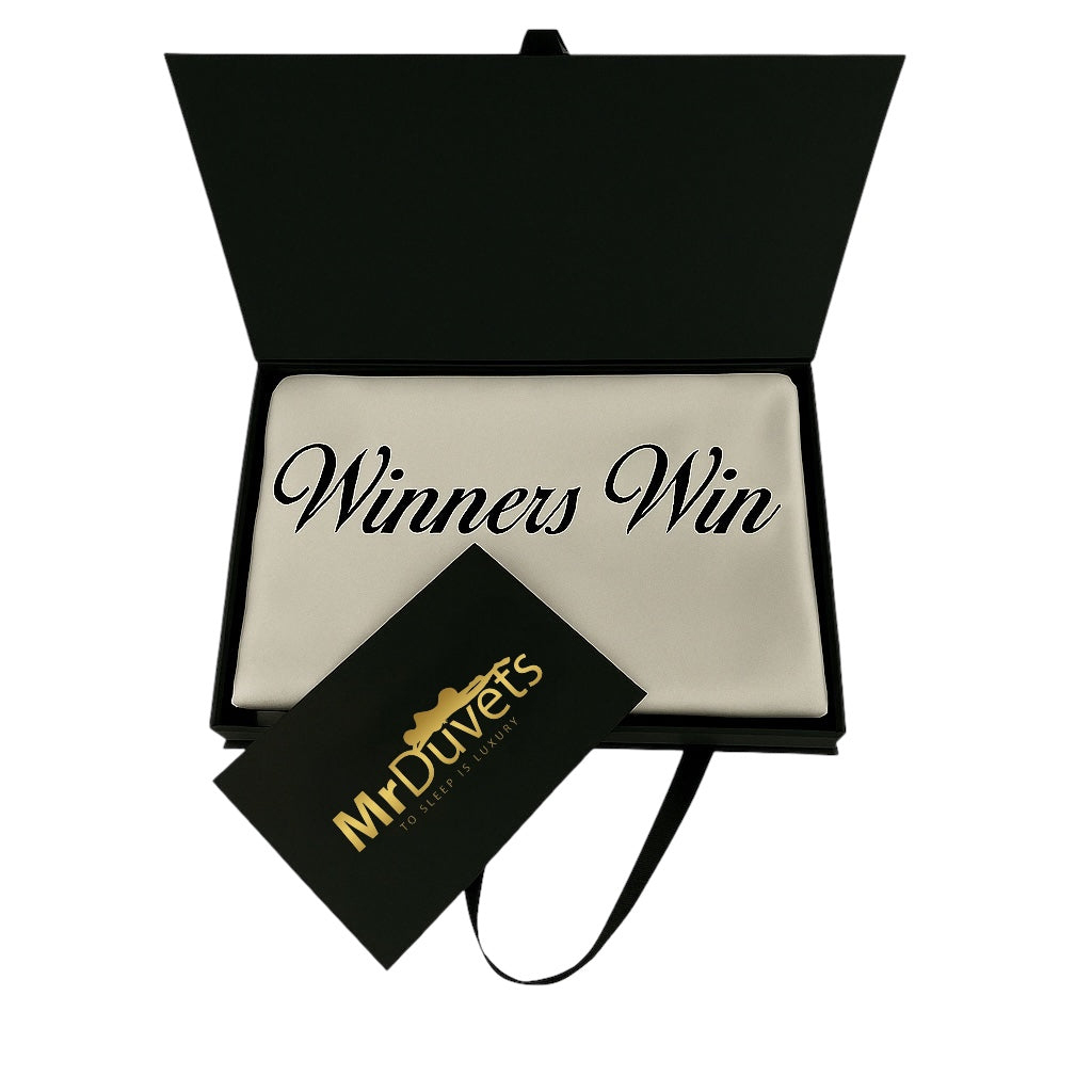 Winners Win Personalised Pillowcase Gift Set Custom Luxury Bedding for Champions & High Achievers