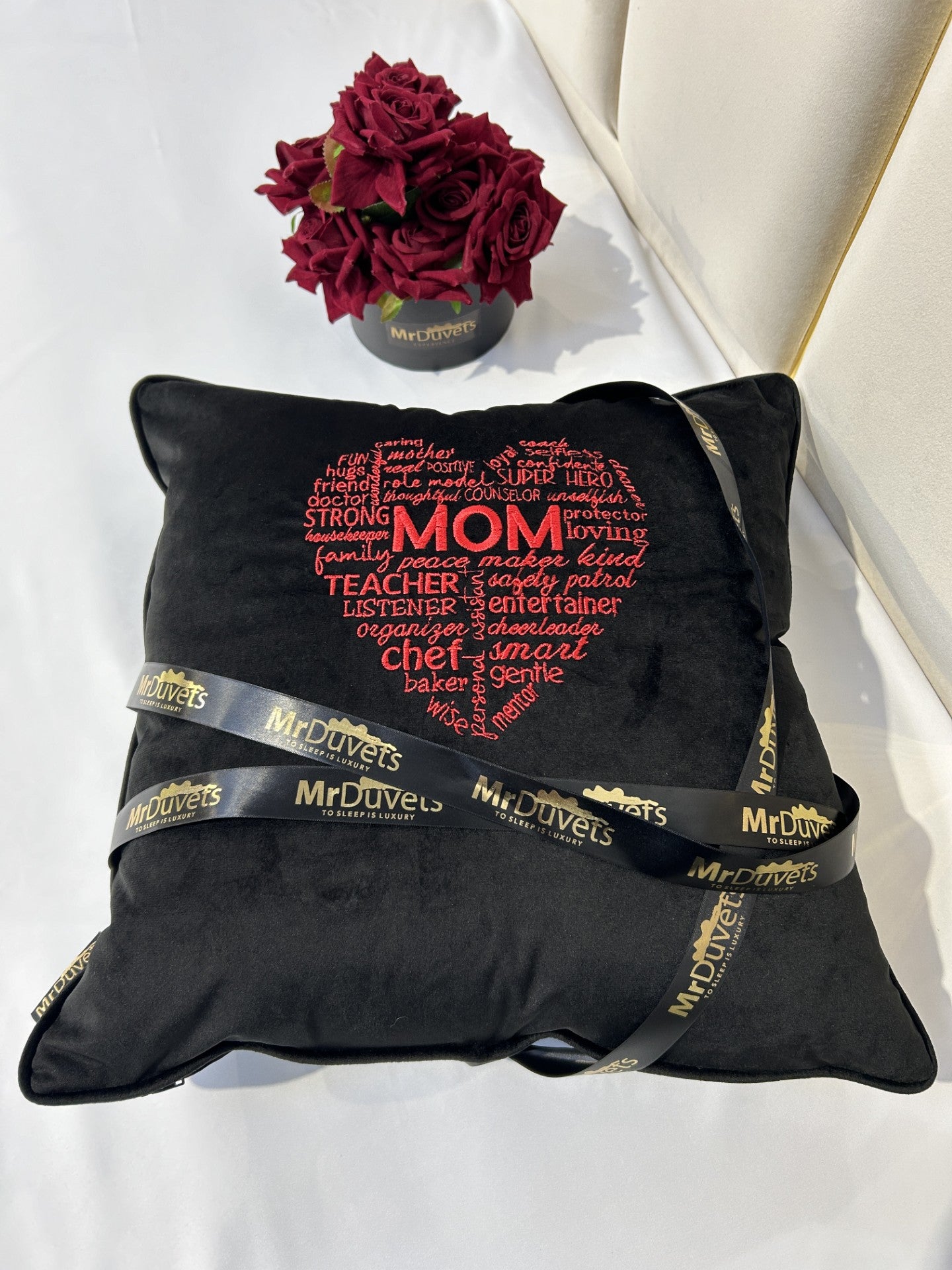 Mom Heart Shape Velvet Custom Cushion