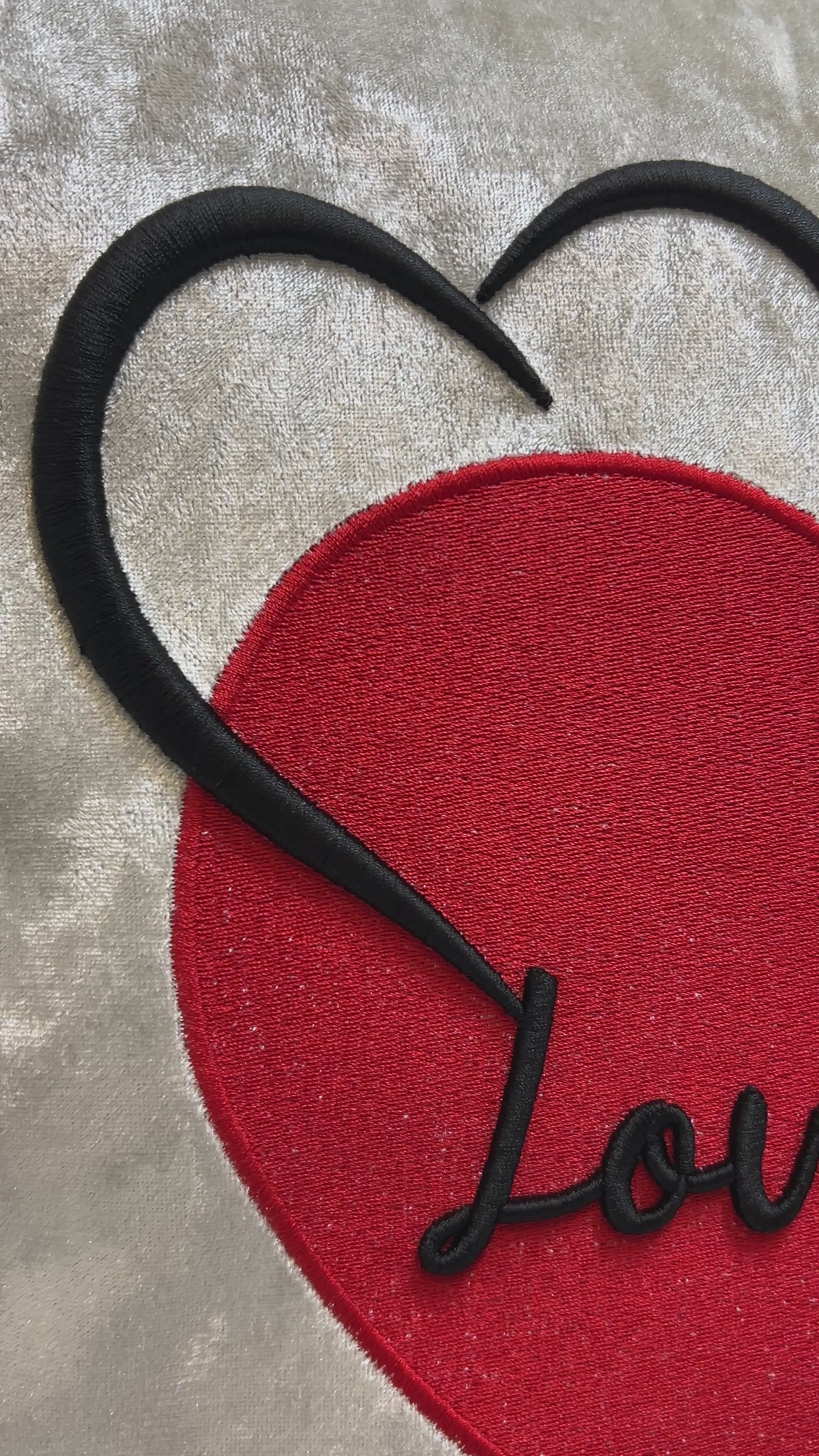 Love You Cushion 3D Puff Heart Champagne Velvet  video