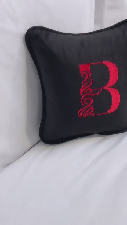 B Sign Black Velvet Mini Cushion